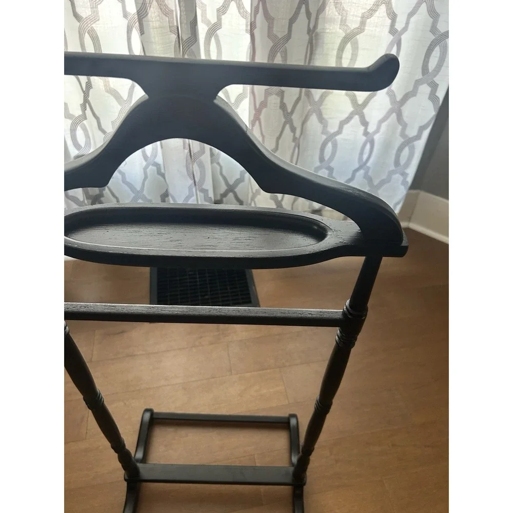Freestanding Black Wooden Valet Stand